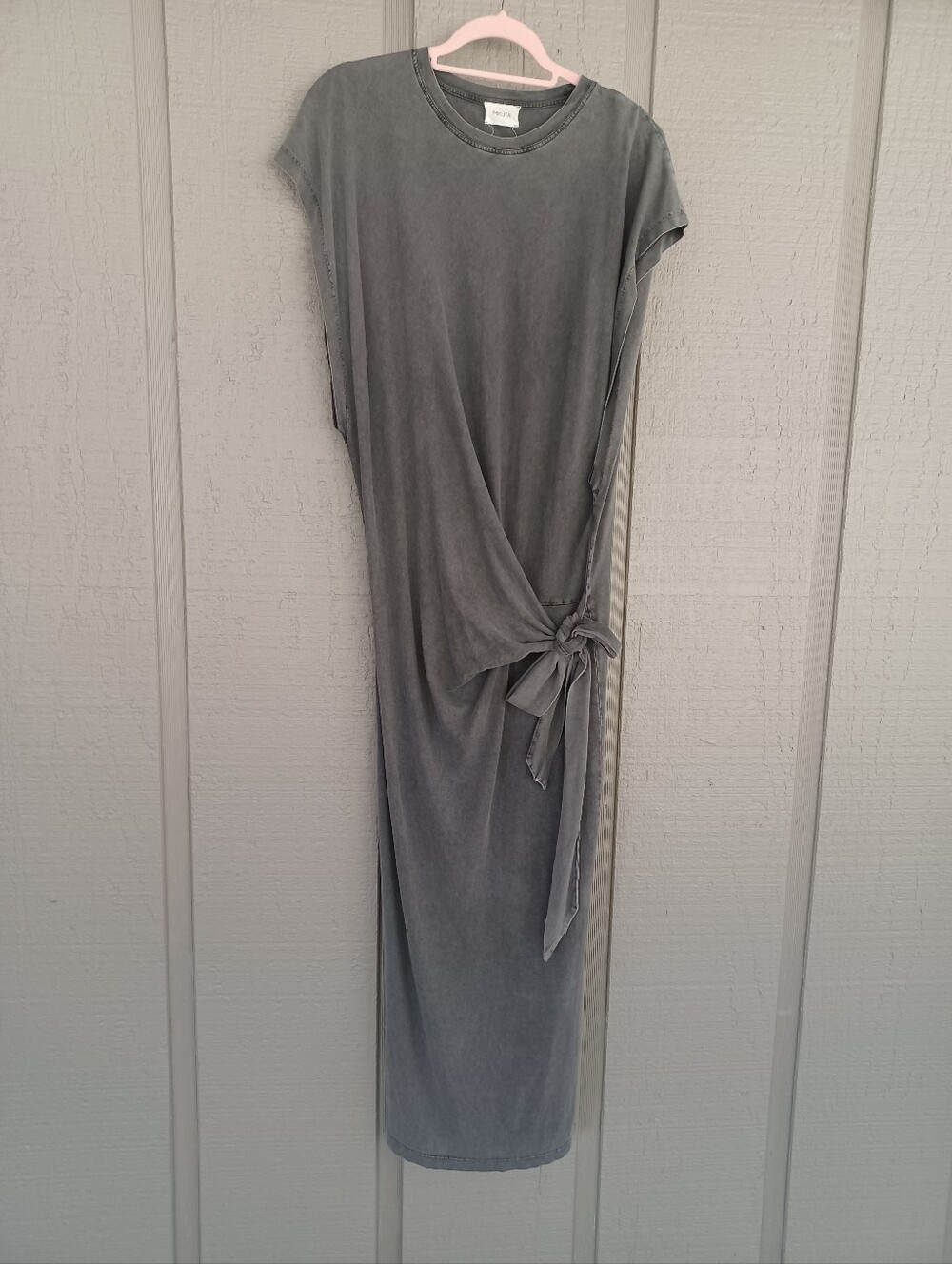 Mikuta Knotted Maxi Dress Size XS Women Slit Cotton Blend Batwing Sleeve Pullove